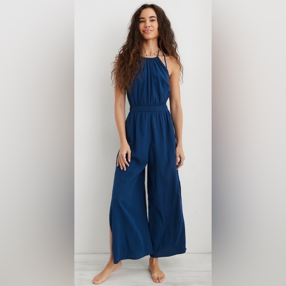 AERIE SLIT HALTER JUMPSUIT XL